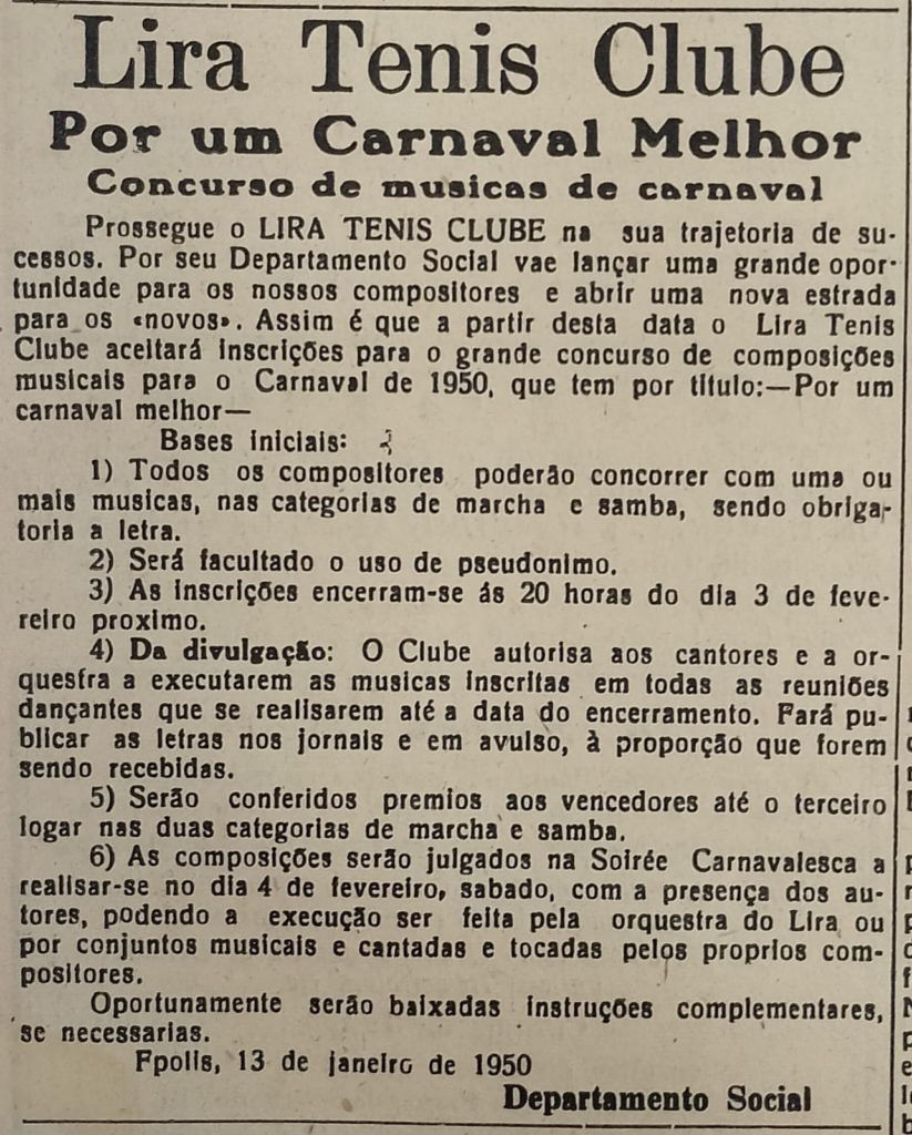 Jornal Diário da Tarde, de 1950, fala sobre concurso no Lira - Aervo Alzemi Machado